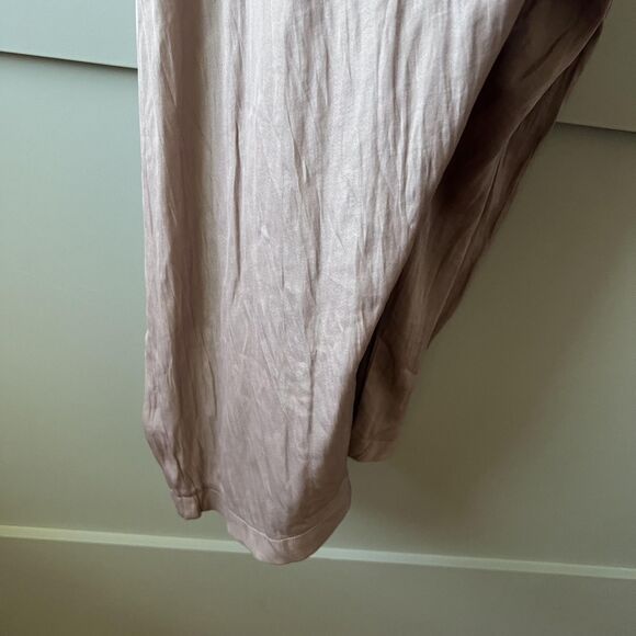 Mustard Seed Jumpsuit Womens Small Brown V Neck Button Front Belted Harem Satin - Picture 9 of 16